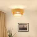 BRILAGI - Плафониера CEDAR LUNETA 1xE27/15W/230V Ø 45 см ратан/кафяво/кремаво