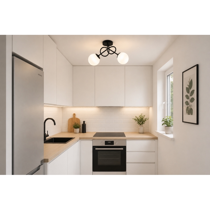Brilagi - Плафониера MILO 2xE27/60W/230V черна