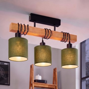 Brilagi - Плафониера NUBILA 3xE27/60W/230V борова/зелена