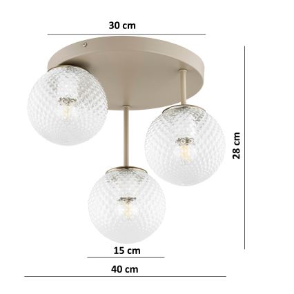 Brilagi - Плафониера STELLA 3xE27/60W/230V бежово/златисто