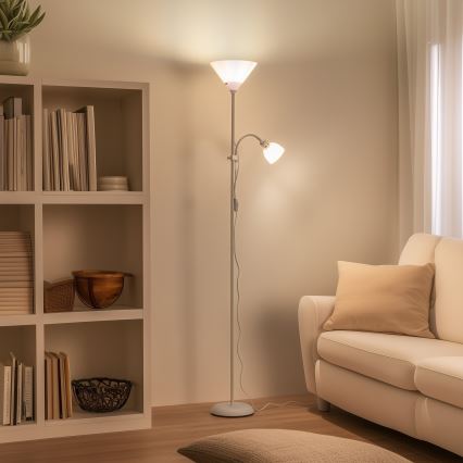 BRILAGI - Подова лампа ARIANA 1xE27/100W/230V + 1xE14/25W бяла