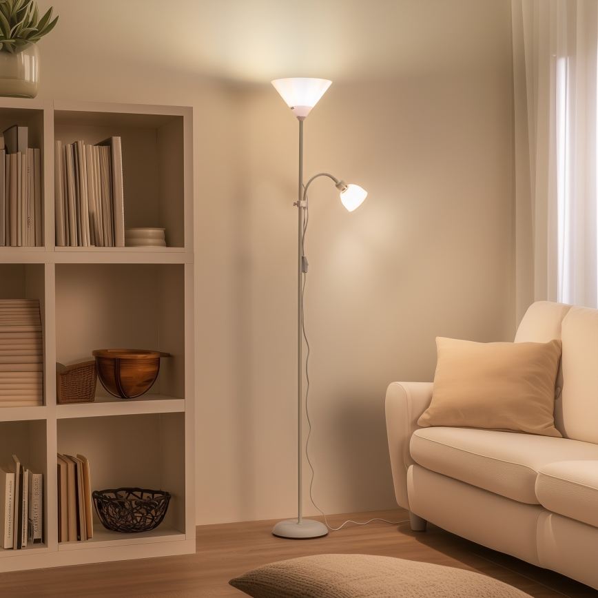 BRILAGI - Подова лампа ARIANA 1xE27/100W/230V + 1xE14/25W бяла