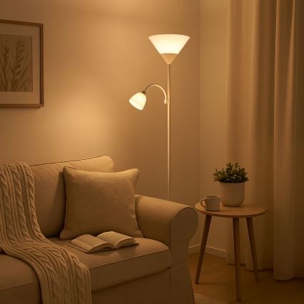 Brilagi - Подова лампа ARIANA 1xE27/100W/230V + 1xE14/25W бяла