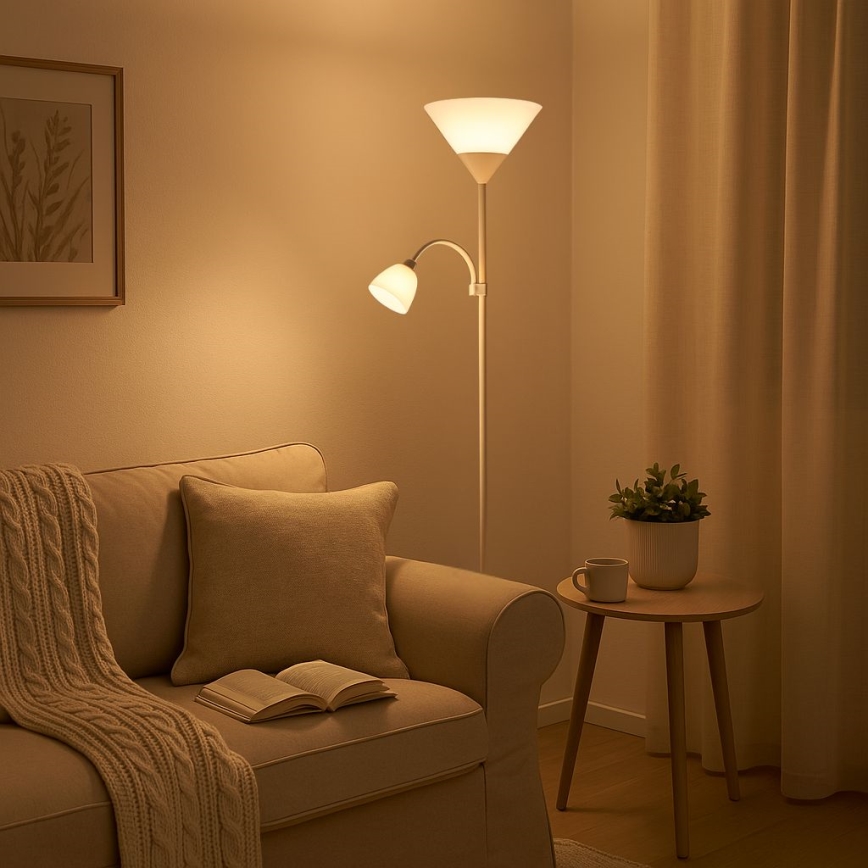 Brilagi - Подова лампа ARIANA 1xE27/100W/230V + 1xE14/25W бяла