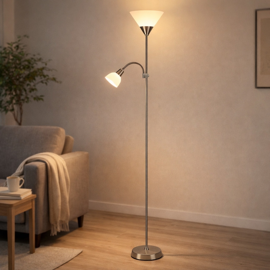 Brilagi - Подова лампа ARIANA 1xE27/100W/230V + 1xE14/25W матов хром