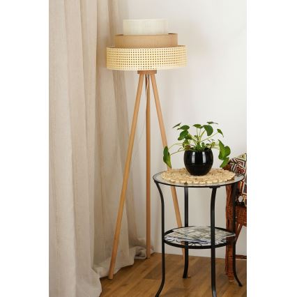 Brilagi - Подова лампа CEDAR LUNETA 1xE27/15W/230V ратан/кафяв/кремав