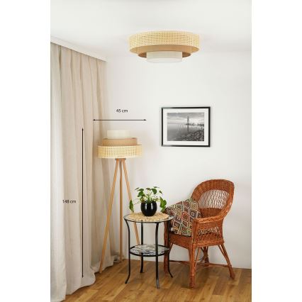 Brilagi - Подова лампа CEDAR LUNETA 1xE27/15W/230V ратан/кафяв/кремав