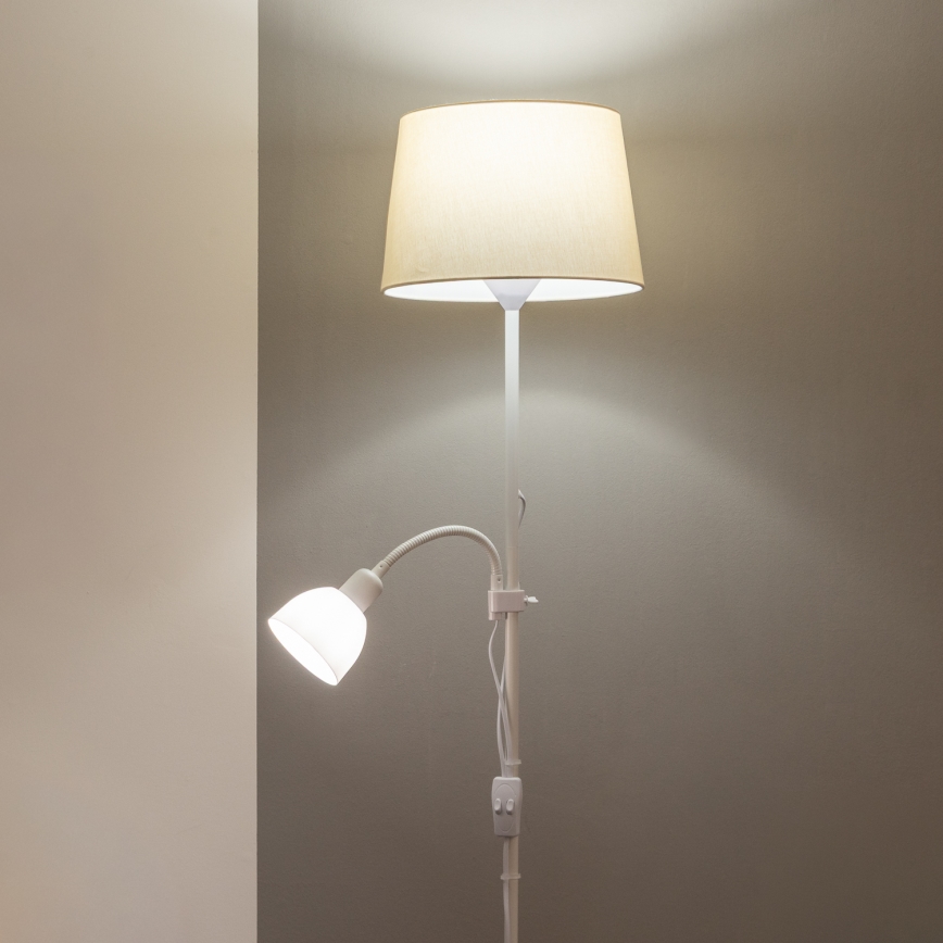 Brilagi - Подова лампа CERIA 1xE27/100W/230V + 1xE14/25W бяла/бежова