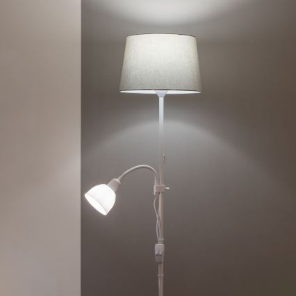 Brilagi - Подова лампа CERIA 1xE27/100W/230V + 1xE14/25W бяла/сива
