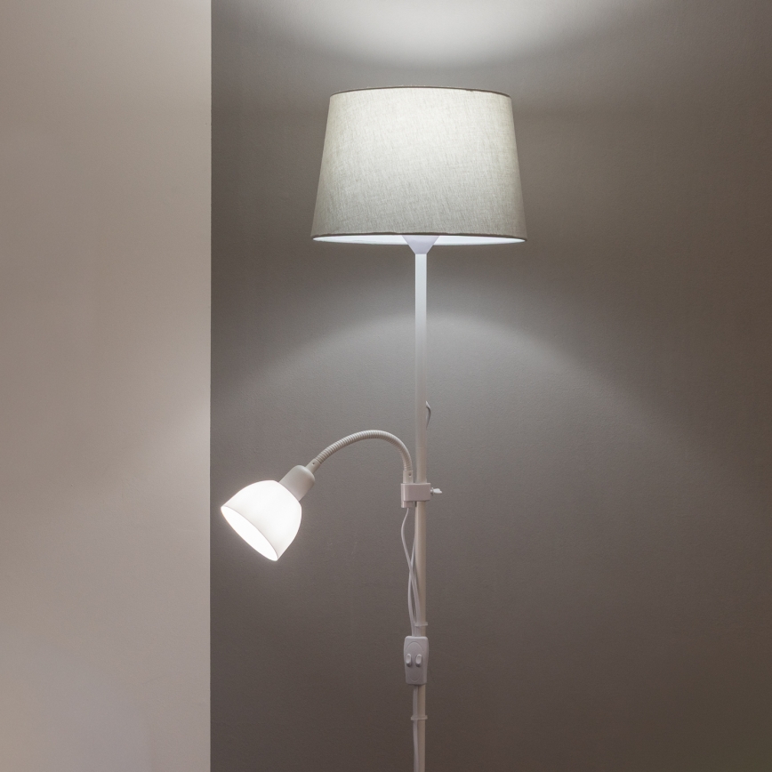 Brilagi - Подова лампа CERIA 1xE27/100W/230V + 1xE14/25W бяла/сива