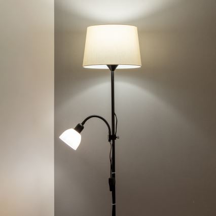 Brilagi - Подова лампа CERIA 1xE27/100W/230V + 1xE14/25W черна/бежова