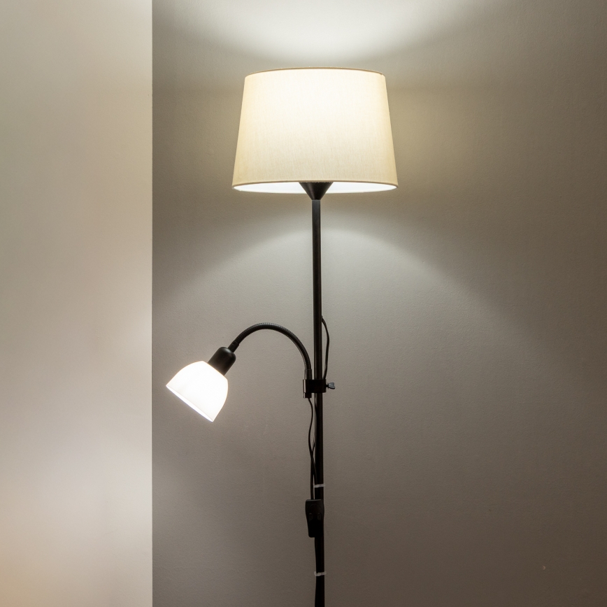 Brilagi - Подова лампа CERIA 1xE27/100W/230V + 1xE14/25W черна/бежова