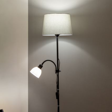 Brilagi - Подова лампа CERIA 1xE27/100W/230V + 1xE14/25W черна/сива