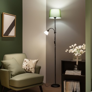 Brilagi - Подова лампа CERIA 1xE27/100W/230V + 1xE14/25W черна/зелена