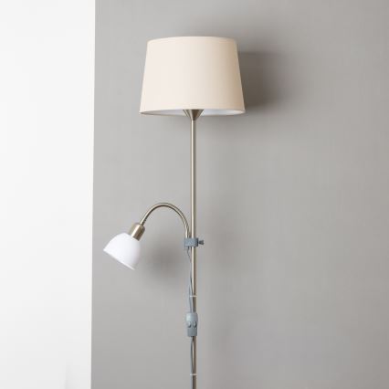 Brilagi - Подова лампа CERIA 1xE27/100W/230V + 1xE14/25W матов хром/бежова