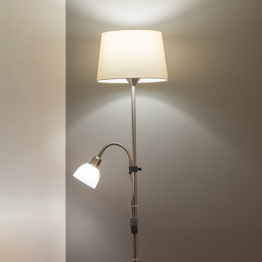 Brilagi - Подова лампа CERIA 1xE27/100W/230V + 1xE14/25W матов хром/бежова