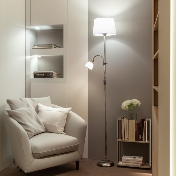 Brilagi - Подова лампа CERIA 1xE27/100W/230V + 1xE14/25W матов хром/бял