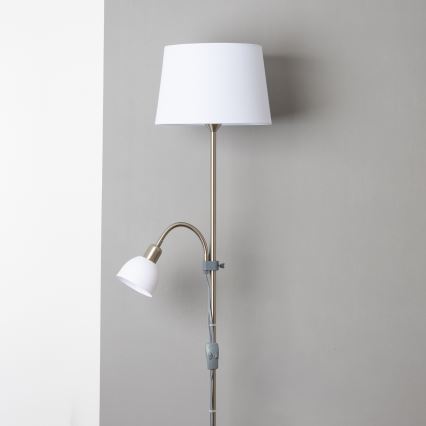 Brilagi - Подова лампа CERIA 1xE27/100W/230V + 1xE14/25W матов хром/бял