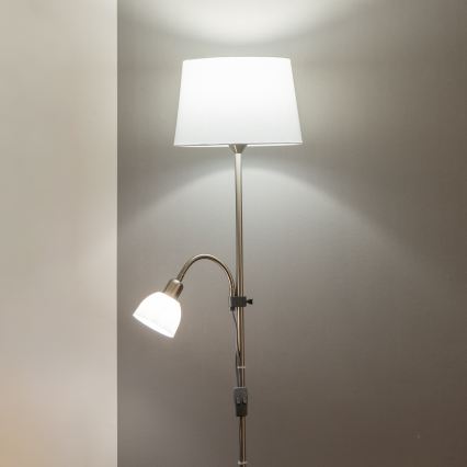 Brilagi - Подова лампа CERIA 1xE27/100W/230V + 1xE14/25W матов хром/бял