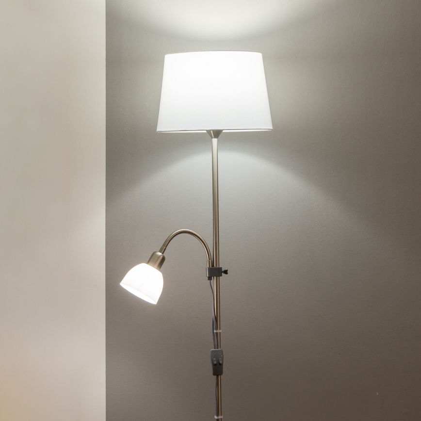 Brilagi - Подова лампа CERIA 1xE27/100W/230V + 1xE14/25W матов хром/бял