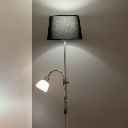 Brilagi - Подова лампа CERIA 1xE27/100W/230V + 1xE14/25W матов хром/черно