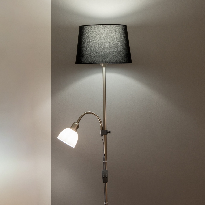 Brilagi - Подова лампа CERIA 1xE27/100W/230V + 1xE14/25W матов хром/черно