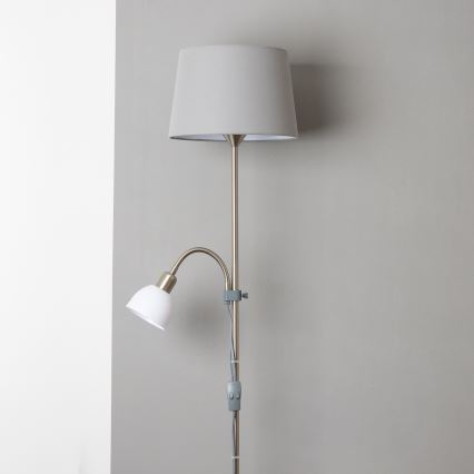 Brilagi - Подова лампа CERIA 1xE27/100W/230V + 1xE14/25W матов хром/сива