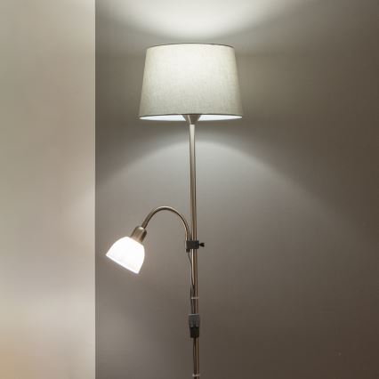 Brilagi - Подова лампа CERIA 1xE27/100W/230V + 1xE14/25W матов хром/сива