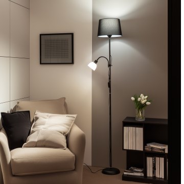 Brilagi - Подова лампа CERIA 2 в 1 1xE27/100W/230V + 1xE14/25W черна