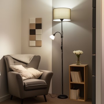 Brilagi - Подова лампа CERIA 2 в 1 1xE27/100W/230V + 1xE14/25W черна/кафява