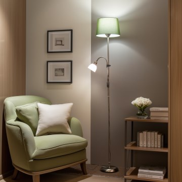 Brilagi - Подова лампа CERIA 2 в 1 1xE27/100W/230V + 1xE14/25W матов хром/зелен