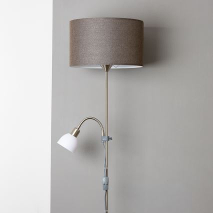 Brilagi - Подова лампа CERIA 2 в 1 1xE27/100W/230V + 1xE14/25W матов хром/кафяв