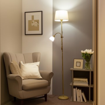 Brilagi - Подова лампа CERIA 2 в 1 1xE27/100W/230V + 1xE14/25W златиста/бежова