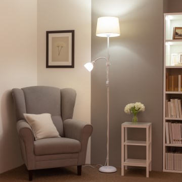 Brilagi - Подова лампа CERIA 2в1 1xE27/100W/230V + 1xE14/25W бяла/бежова