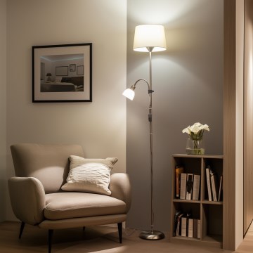 Brilagi - Подова лампа CERIA 2v1 1xE27/100W/230V + 1xE14/25W матов хром/бежова