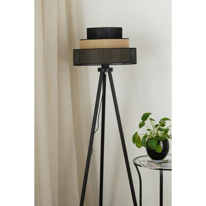 Brilagi - Подова лампа DAKOTA LUNETA 1xE27/15W/230V черна/ратан