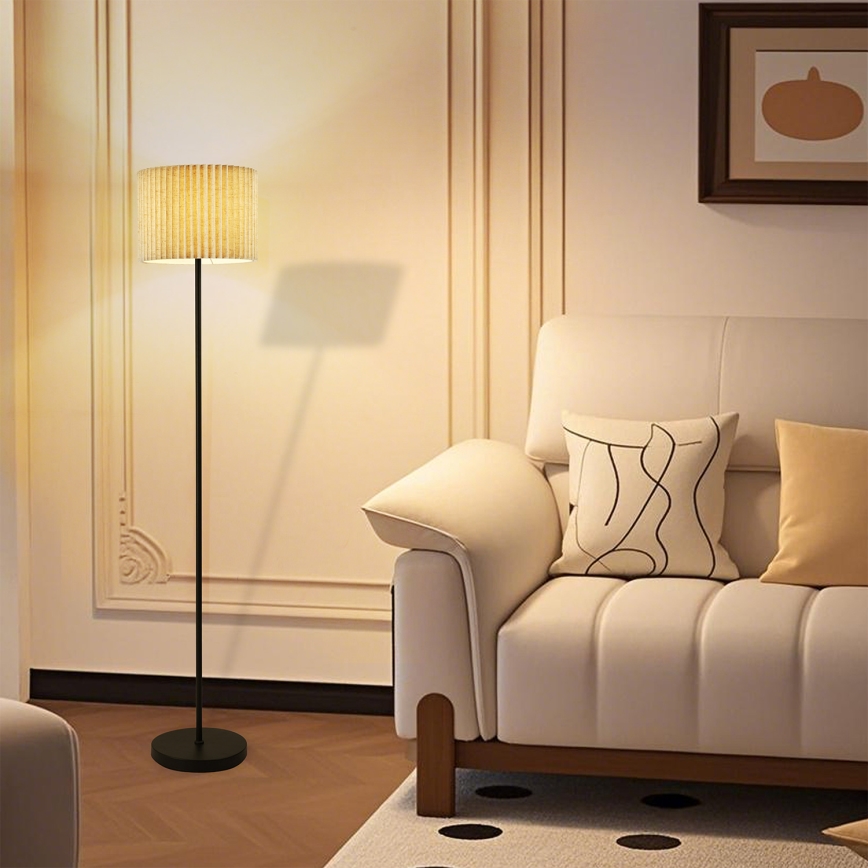 Brilagi - Подова лампа NORDIC WAVE 1xE27/15W/230V лен/черна