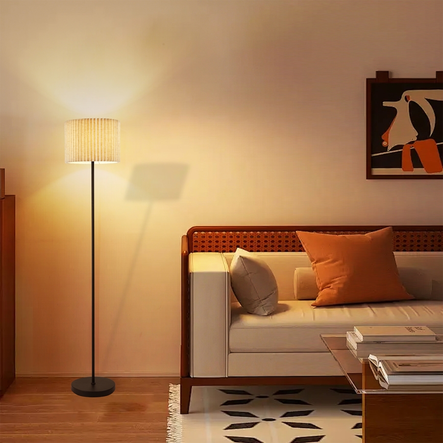 Brilagi - Подова лампа NORDIC WAVE 1xE27/15W/230V лен/черна