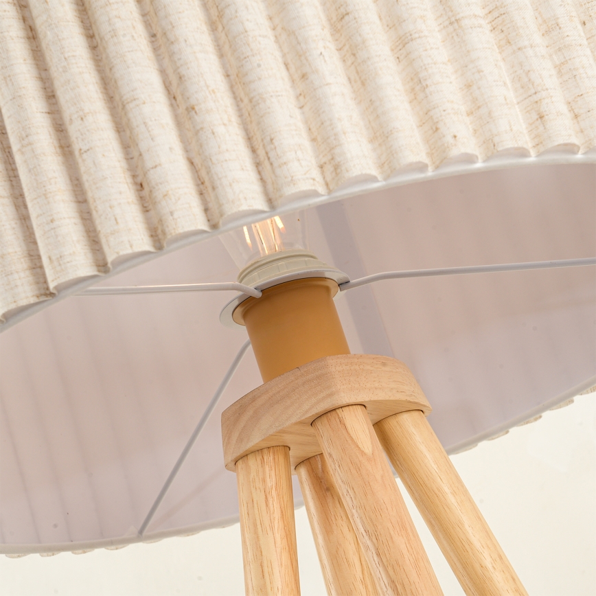 Brilagi - Подова лампа NORDIC WAVE 1xE27/15W/230V каучуково дърво/лен