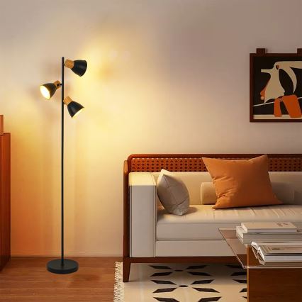 Brilagi - Подова лампа ODENSE 3xE14/10W/230V дърво/черна