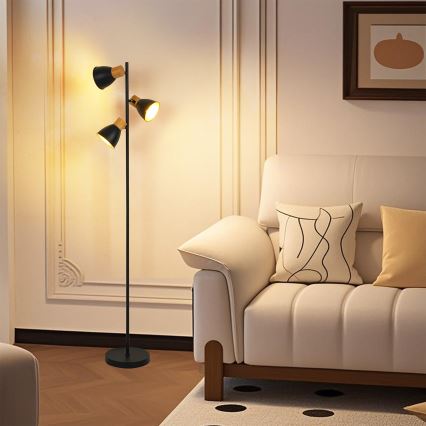 Brilagi - Подова лампа ODENSE 3xE14/10W/230V каучуково дърво/черна