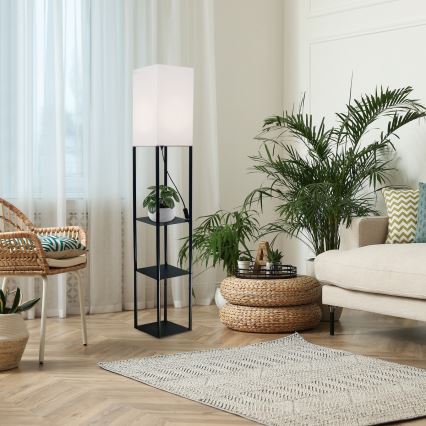 Brilagi - Подова лампа с рафтове GRADUS 1xE27/40W/230V 150 см черна/бяла