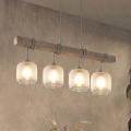 BRILAGI - Подвесен полилей на кабел WOOD GLASS 4xE27/60W/230V бор/сив/бял