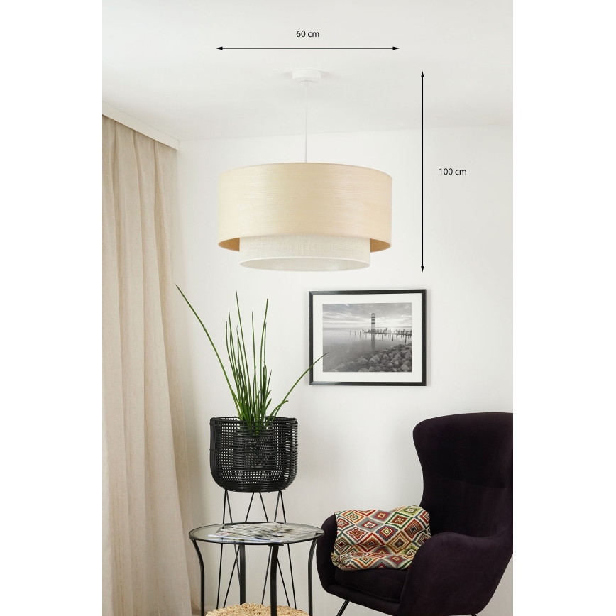 Brilagi - Полилей на кабел ARIZONA BOHO 1xE27/15W/230V диаметър 60 см бежово/бяло