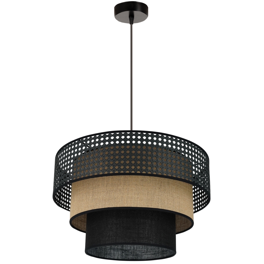 Brilagi - Полилей на кабел DAKOTA LUNETA 1xE27/15W/230V диаметър 45 см черен/ратан