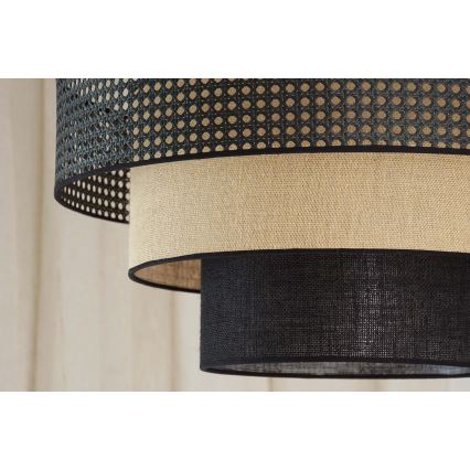 Brilagi - Полилей на кабел DAKOTA LUNETA 1xE27/15W/230V диаметър 45 см черен/ратан