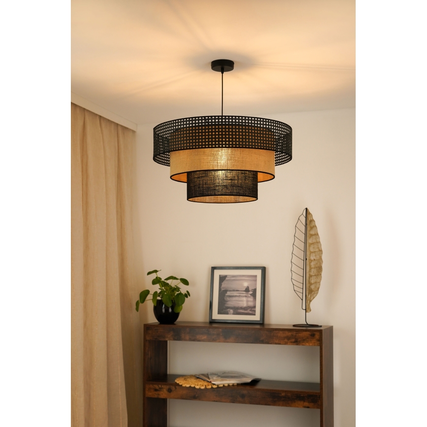 Brilagi - Полилей на кабел DAKOTA LUNETA 1xE27/15W/230V Ø 60 см черен/ратан