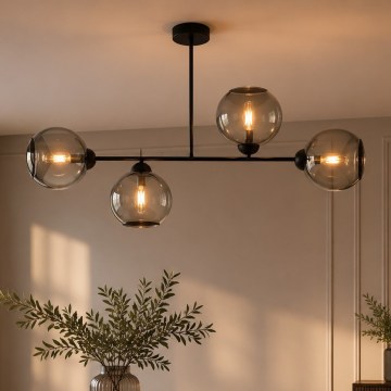 Brilagi - Полилей DIOR за повърхностен монтаж 4xE27/60W/230V черен/димно сив