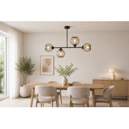 Brilagi - Полилей DIOR за повърхностен монтаж 4xE27/60W/230V черен/димно сив
