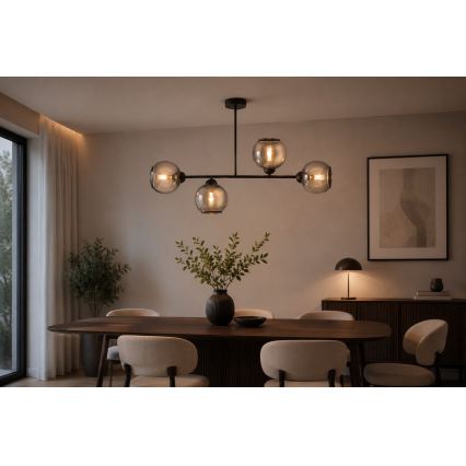 Brilagi - Полилей DIOR за повърхностен монтаж 4xE27/60W/230V черен/димно сив